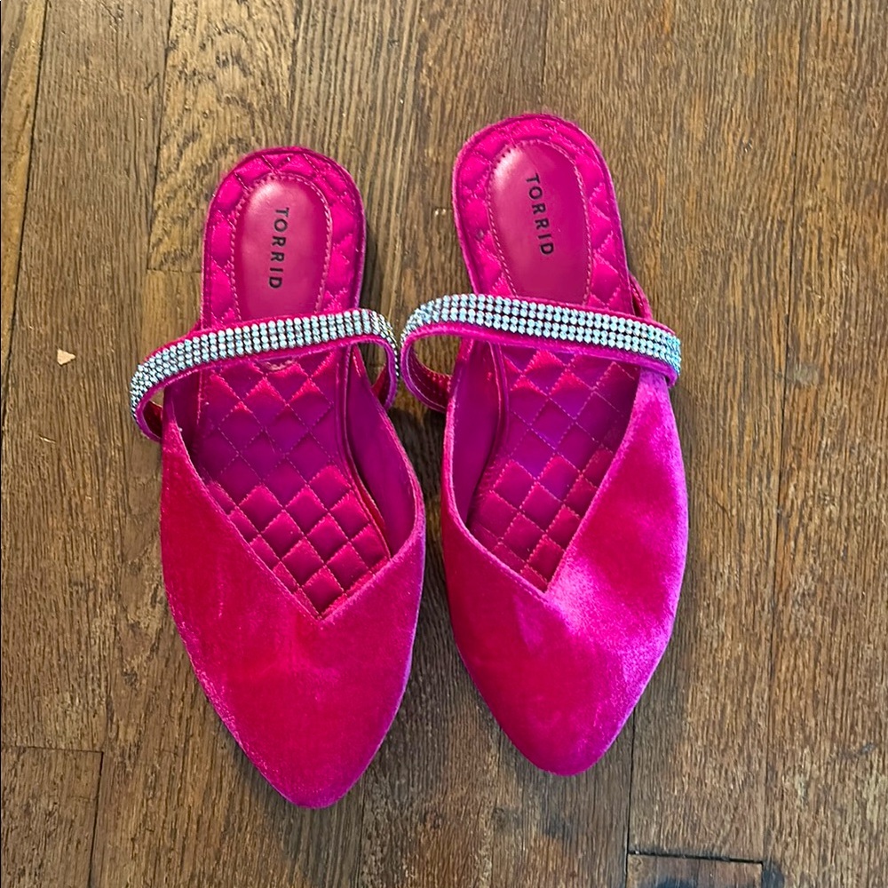Torrid Pink Velvet Women's Shoes with Rhinestone Strap